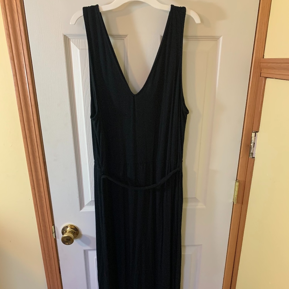 Black maxi dress with tie belt